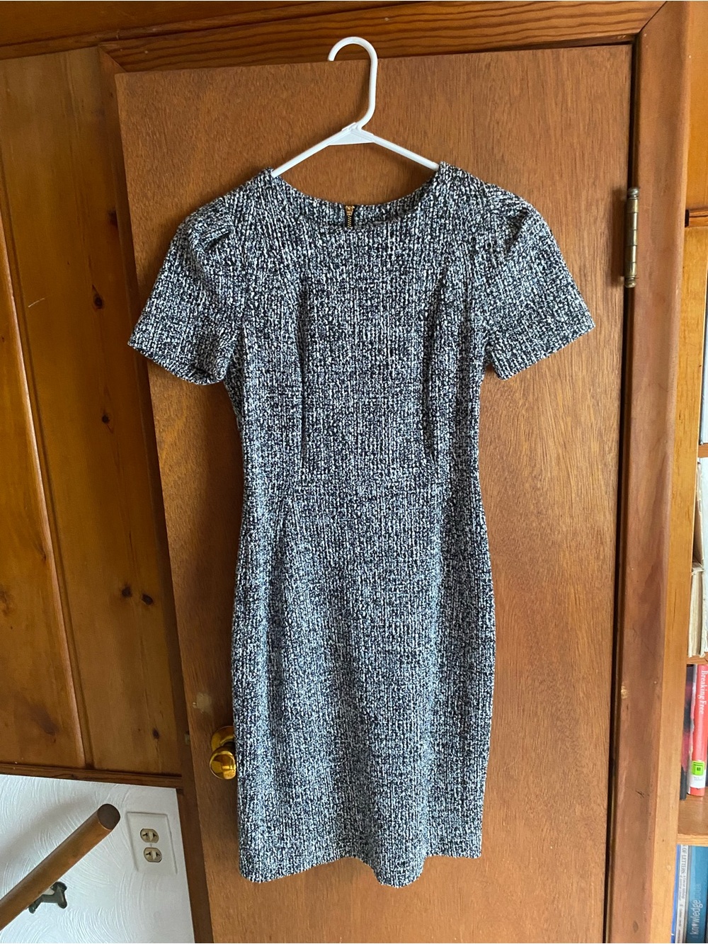 Calvin Klein Black and White Tweed Sheath Mini Dress